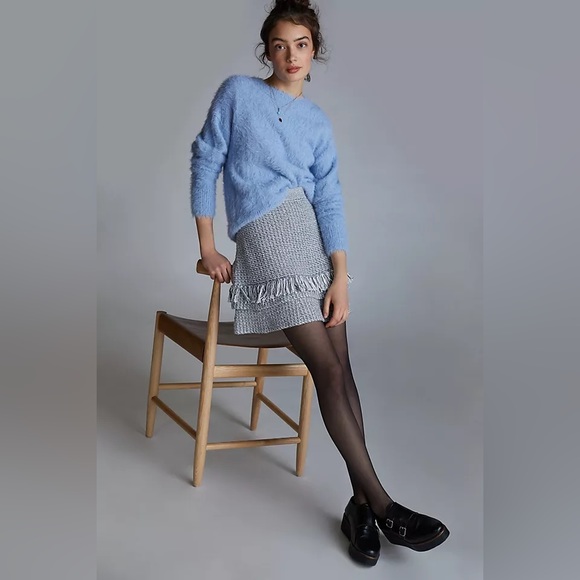 Anthropologie Dresses & Skirts - Anthropologie Maeve Tamara Fringed Mini Sweater Skirt Size XS